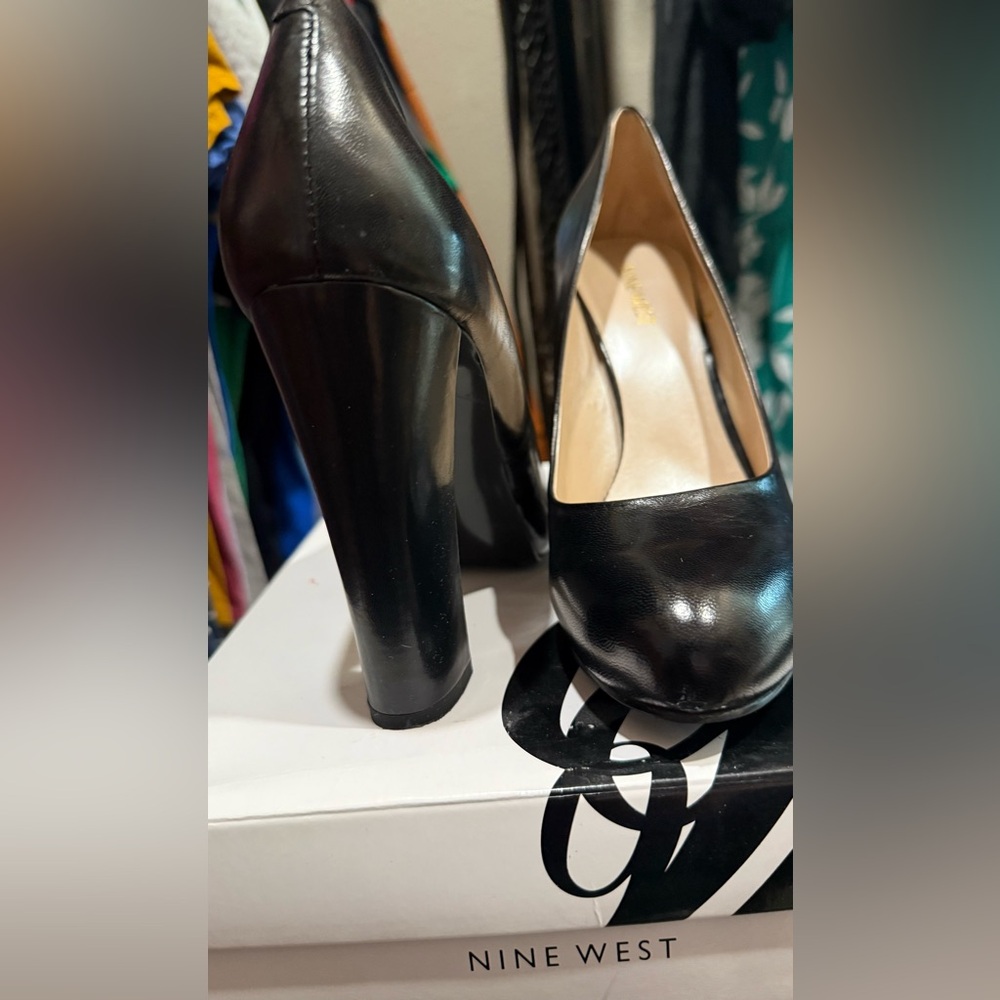 Nine West Black Leather Heels